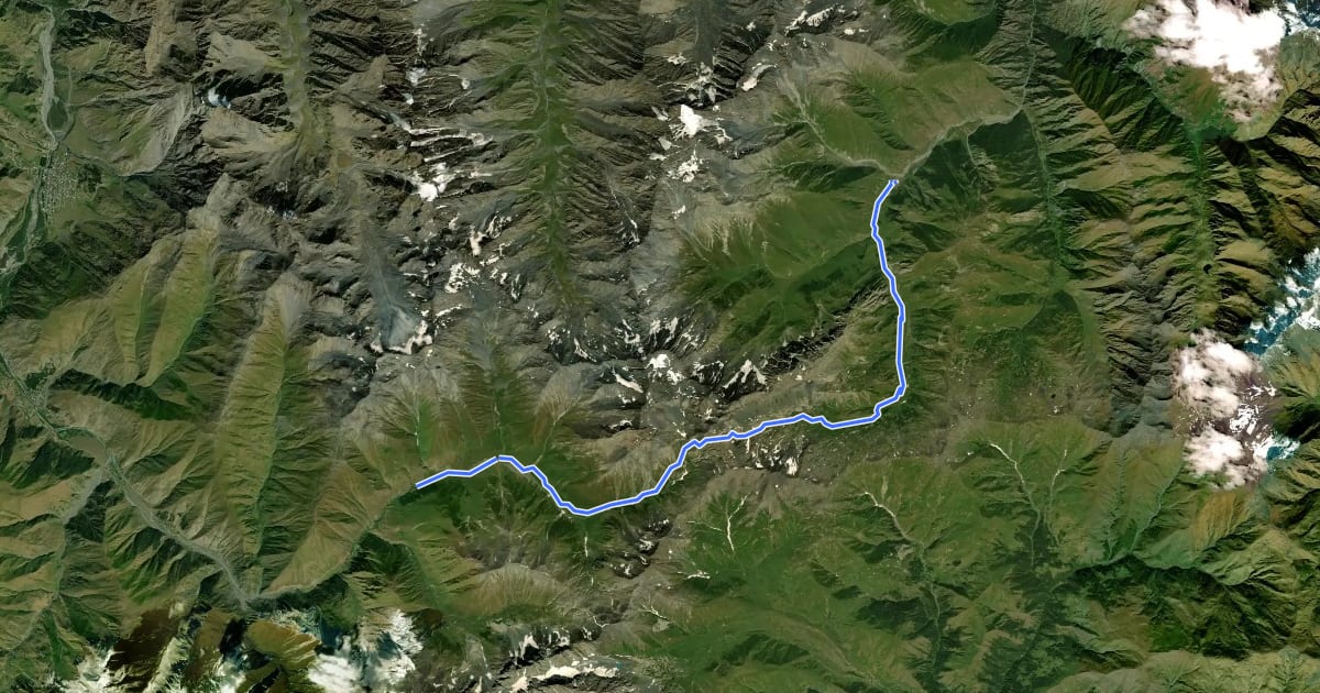 Маршрут Arkhotistavi Pass Trail на спутниковом снимке