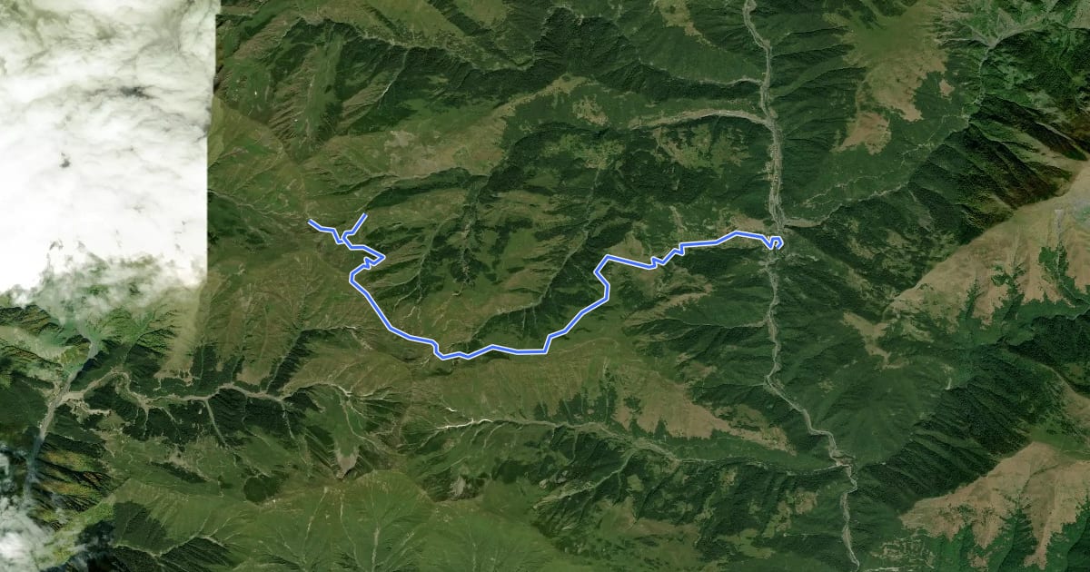 Маршрут Barisakho-Pkhituri trail на спутниковом снимке