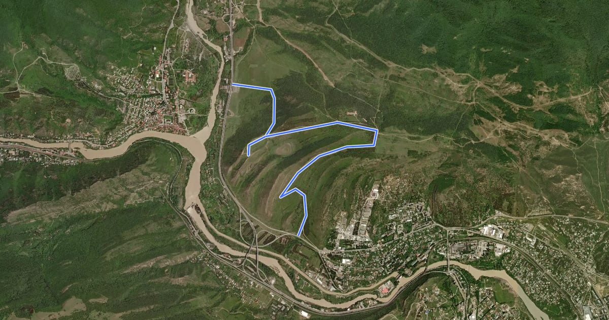 Маршрут Bicycle Trail To Jvari Monastery на спутниковом снимке