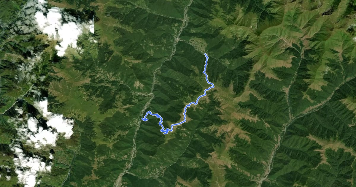 Маршрут Chargali-Kuchacha trail на спутниковом снимке