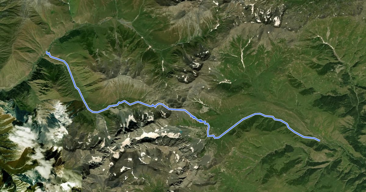 Маршрут Chaukhi Pass Trail на спутниковом снимке