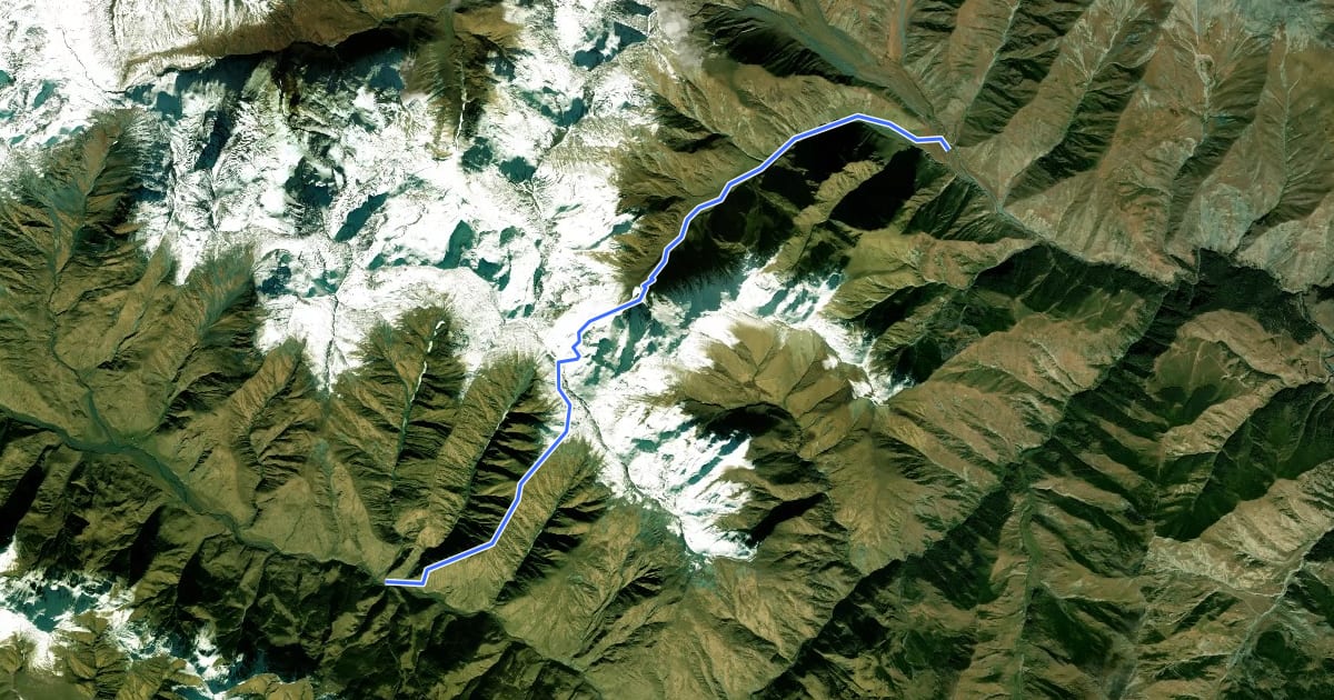 Маршрут Kaduina Pass Trail на спутниковом снимке
