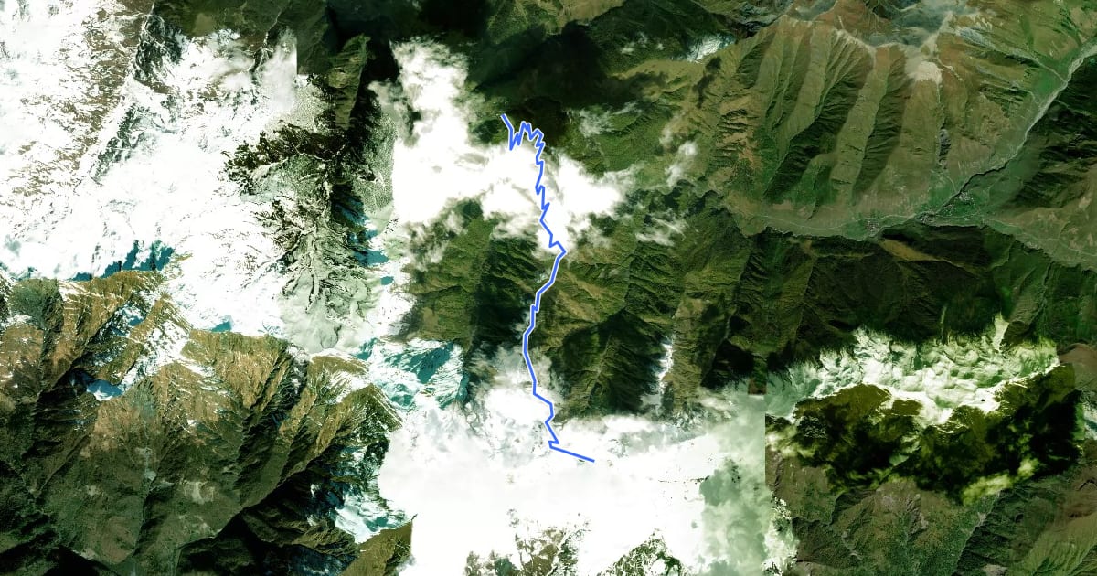 Маршрут Kala - Latpari pass на спутниковом снимке