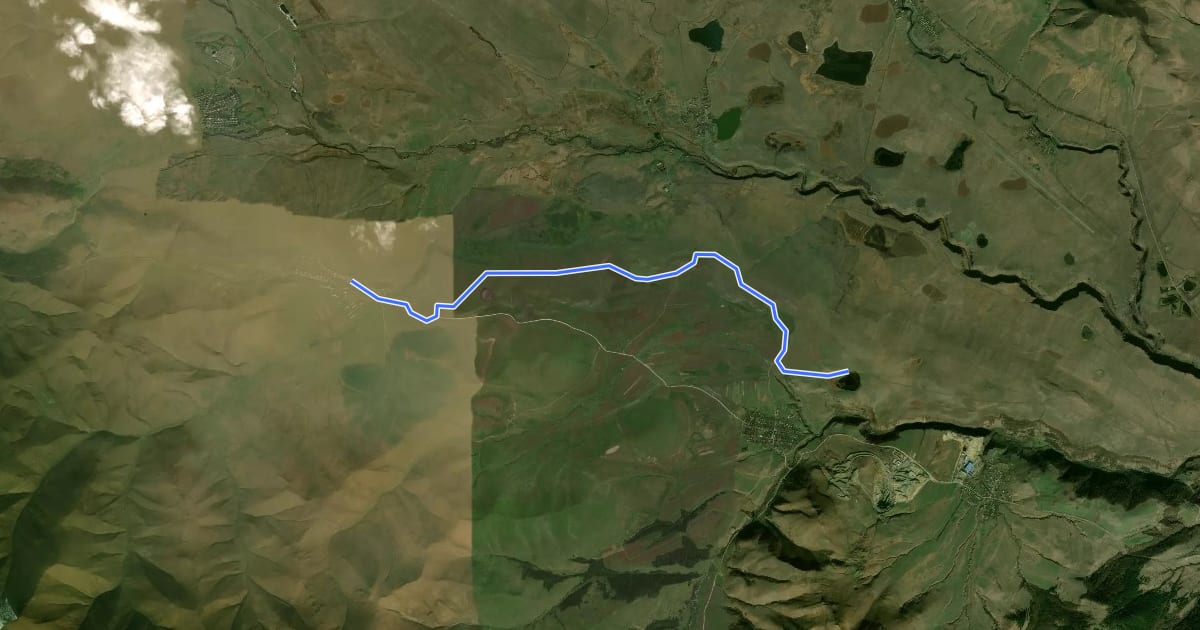 Маршрут Katnaghbyur – Urasar Lake на спутниковом снимке