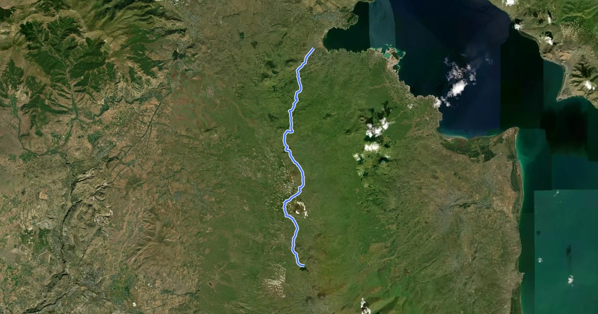 Маршрут Lchashen – Lake Akna на спутниковом снимке
