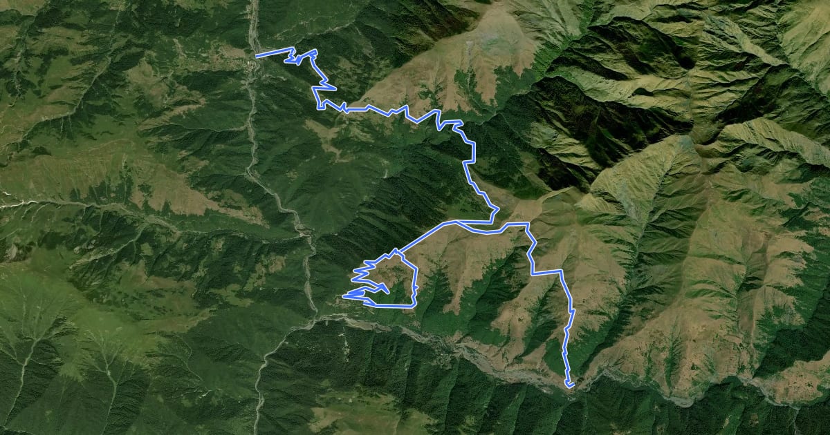 Маршрут Ortskali-Barisakho trail на спутниковом снимке