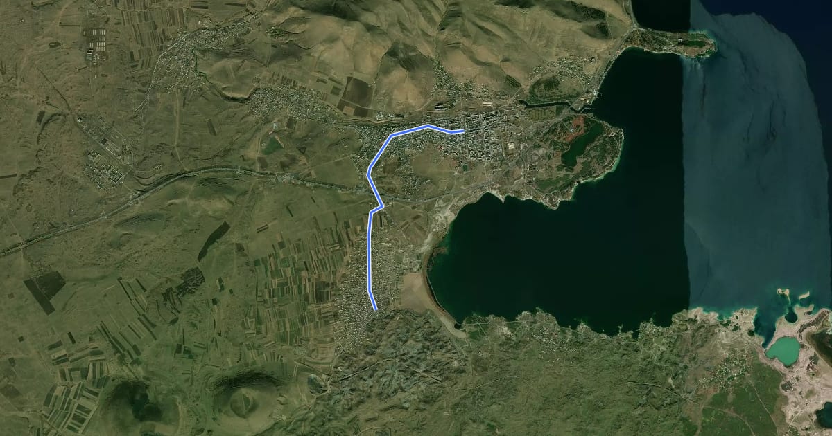 Маршрут Sevan – Lchashen на спутниковом снимке