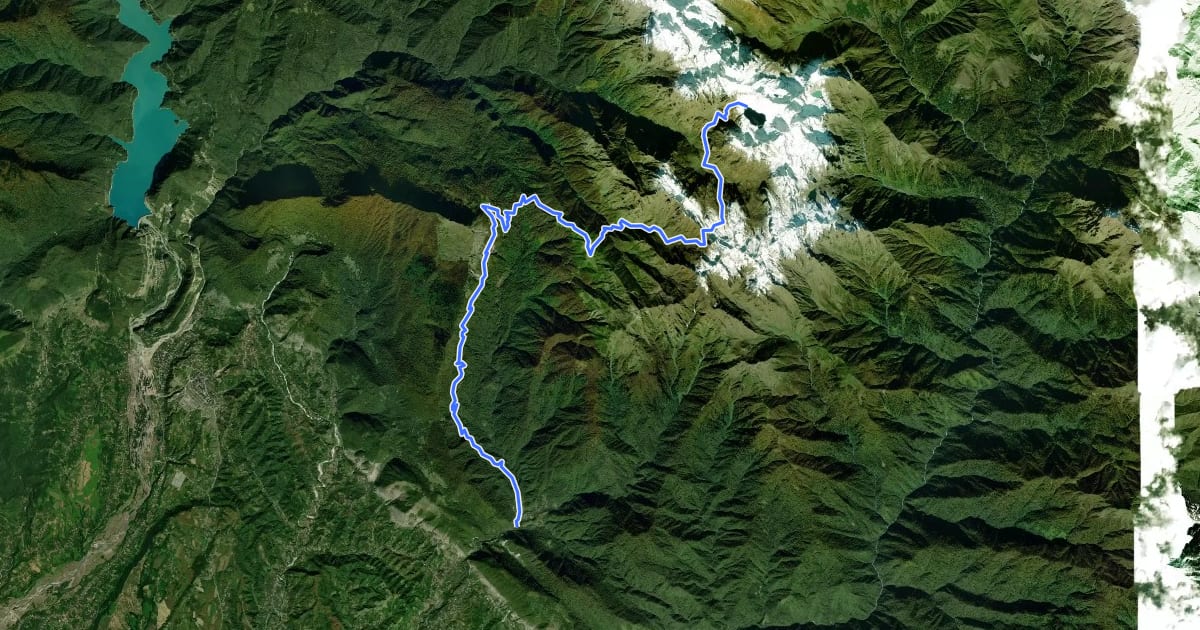 Маршрут Skuri - Tobavarchkhili lake. на спутниковом снимке