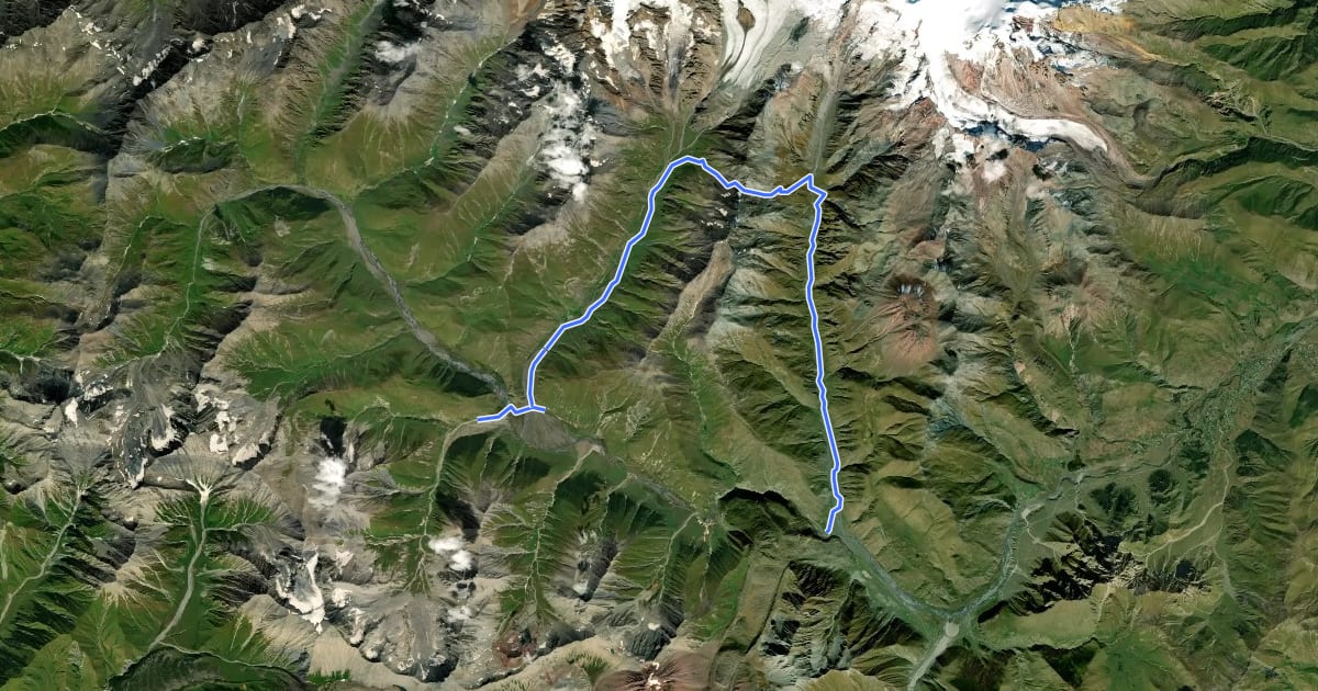 Маршрут Suatisi and Mna Gorge (no trailmarks) на спутниковом снимке