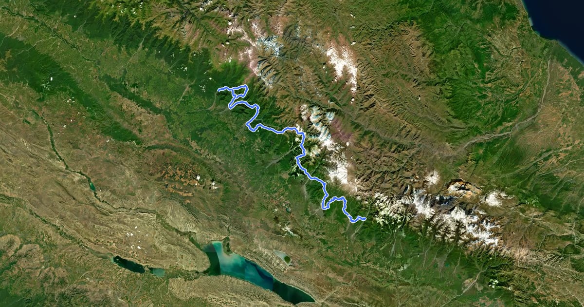 Маршрут Transcaucasian Trail на спутниковом снимке