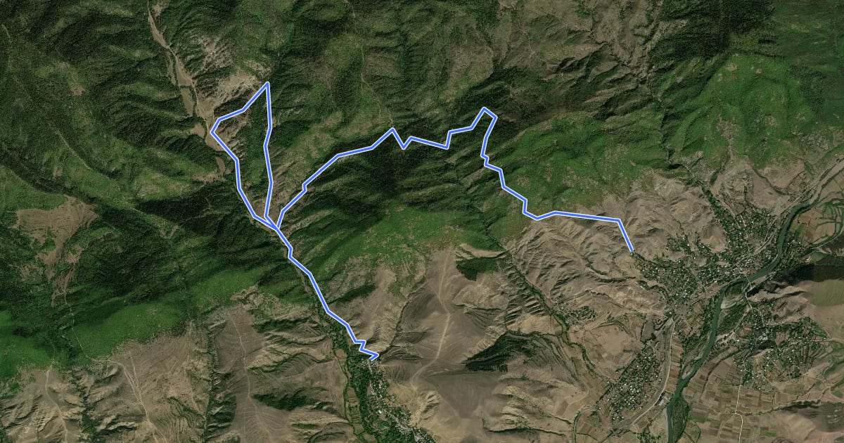 Маршрут Tsriokhi Fortress trail на спутниковом снимке