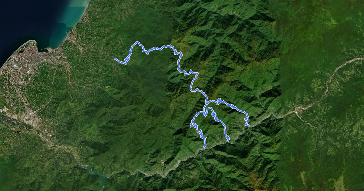 Маршрут Two Mountains Trail на спутниковом снимке