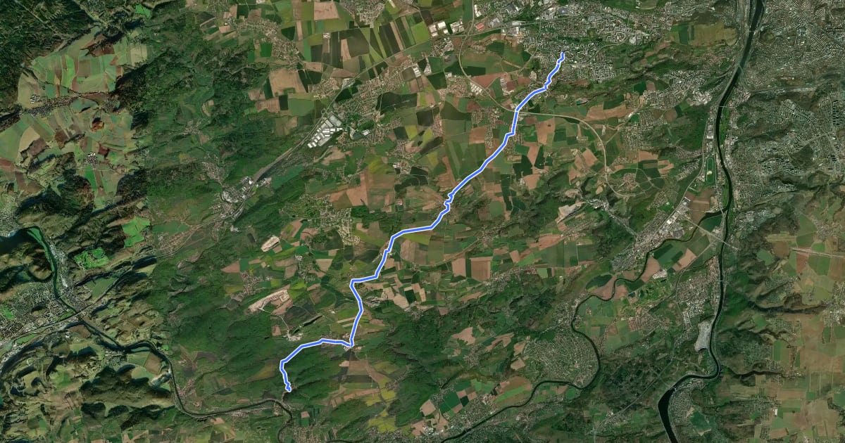 Маршрут 0013 Řeporyje - Karlštejn на спутниковом снимке