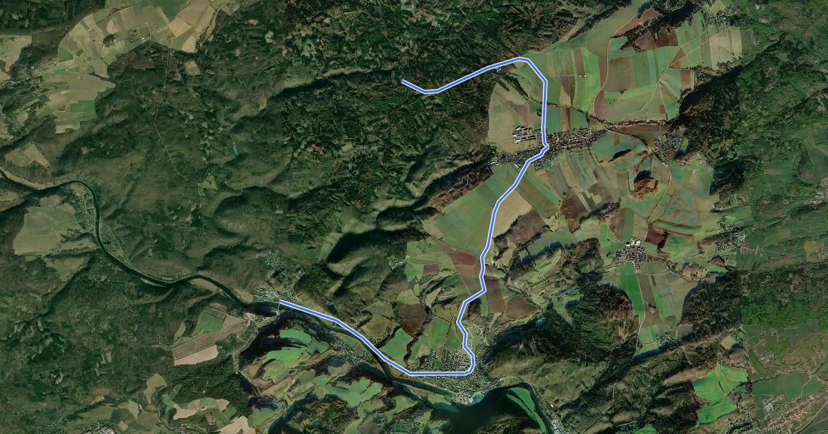 Маршрут 0051 Nižbor (přejezd) - Chyňava (křiž.) на спутниковом снимке