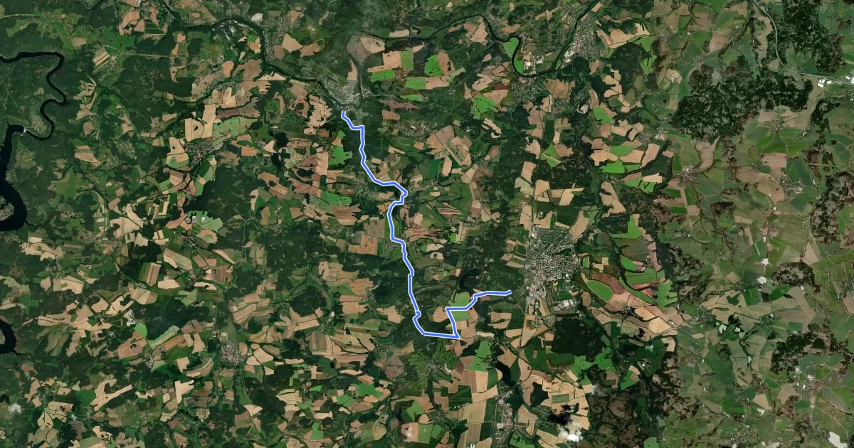 Маршрут 0063 Benešov - Týnec nad Sázavou на спутниковом снимке