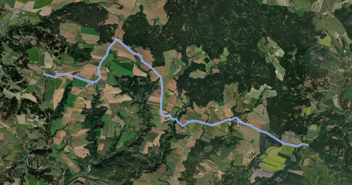 Маршрут 0122 Krasoňovice - Podveky на спутниковом снимке