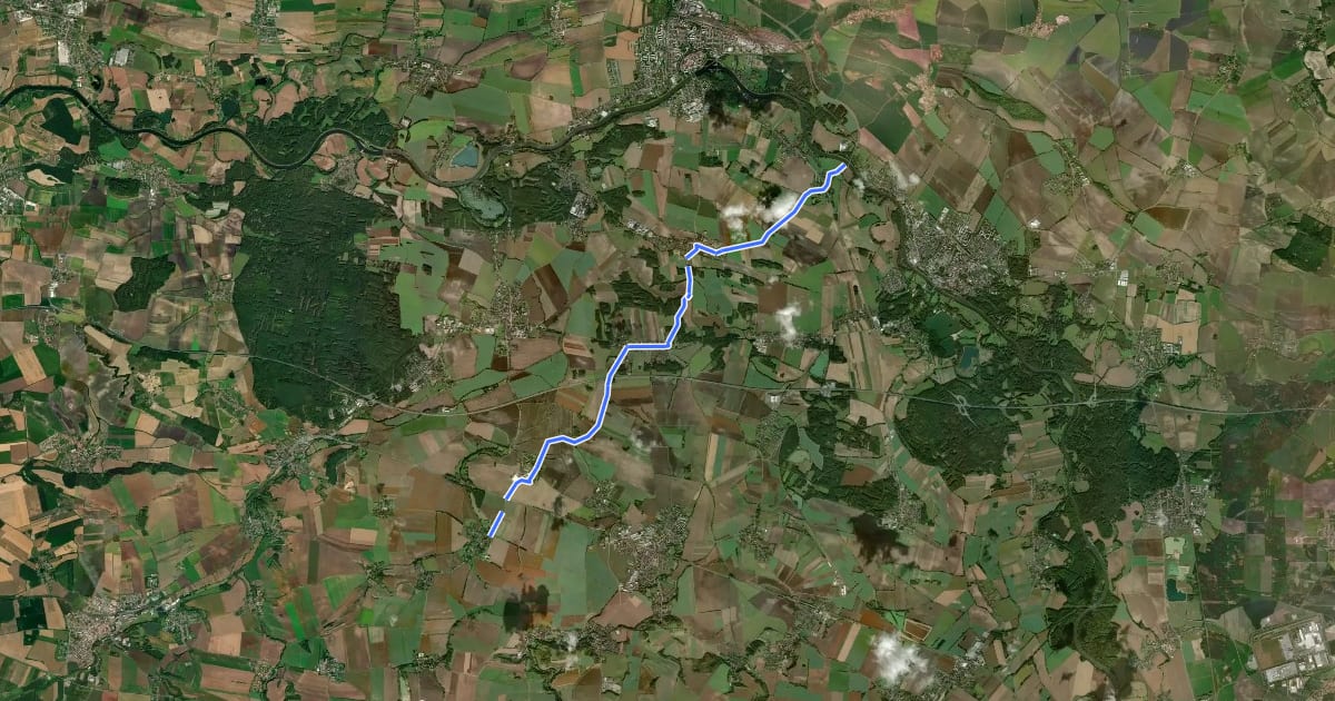 Маршрут 0124 Milčice - Chvalovice на спутниковом снимке