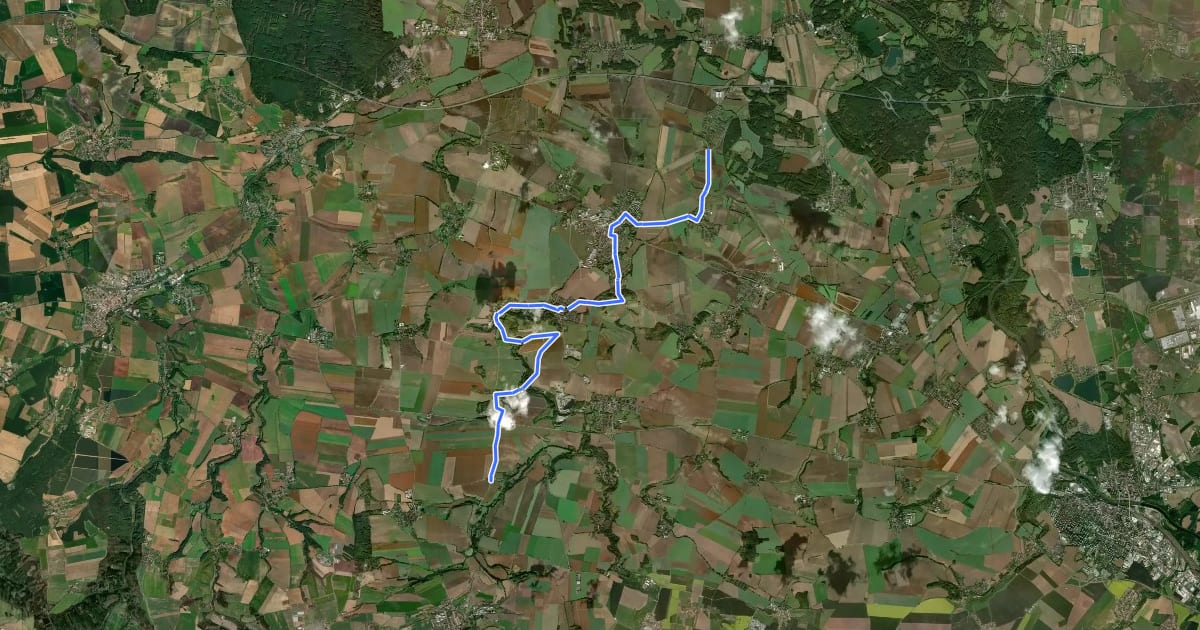 Маршрут 0125 Miškovice - Vrbová Lhota на спутниковом снимке