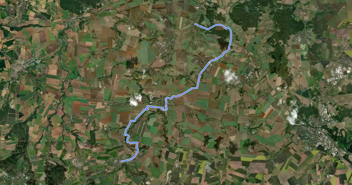 Маршрут 0126 Kouřim - Vrbová Lhota на спутниковом снимке