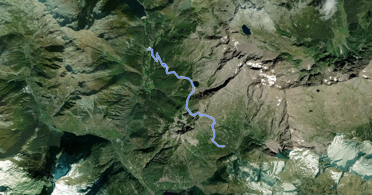 Маршрут 06W Rifugio Alpe Fontana - Fusio на спутниковом снимке