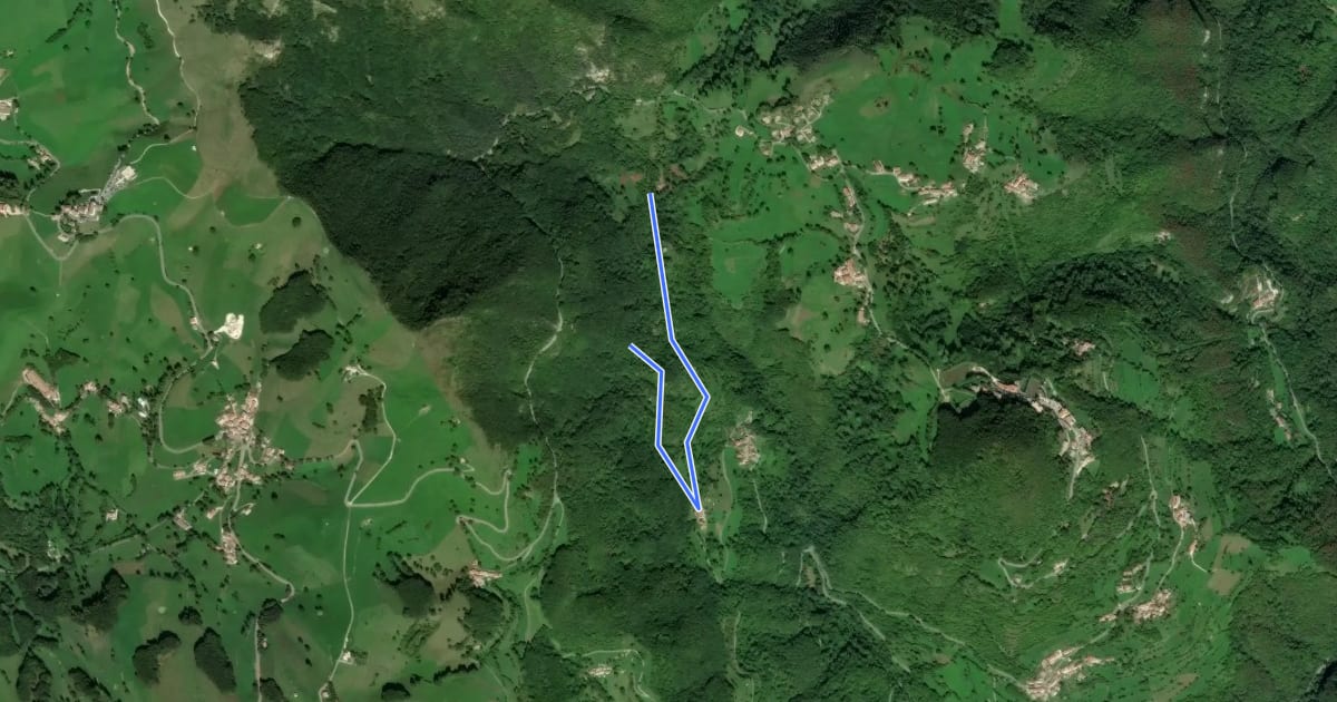 Маршрут 07 Sentiero del bosco delle piogne на спутниковом снимке