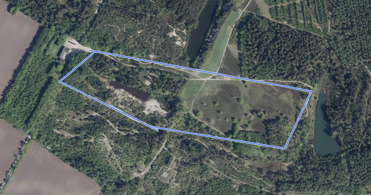 Маршрут 1,3 km kørestolsrute на спутниковом снимке