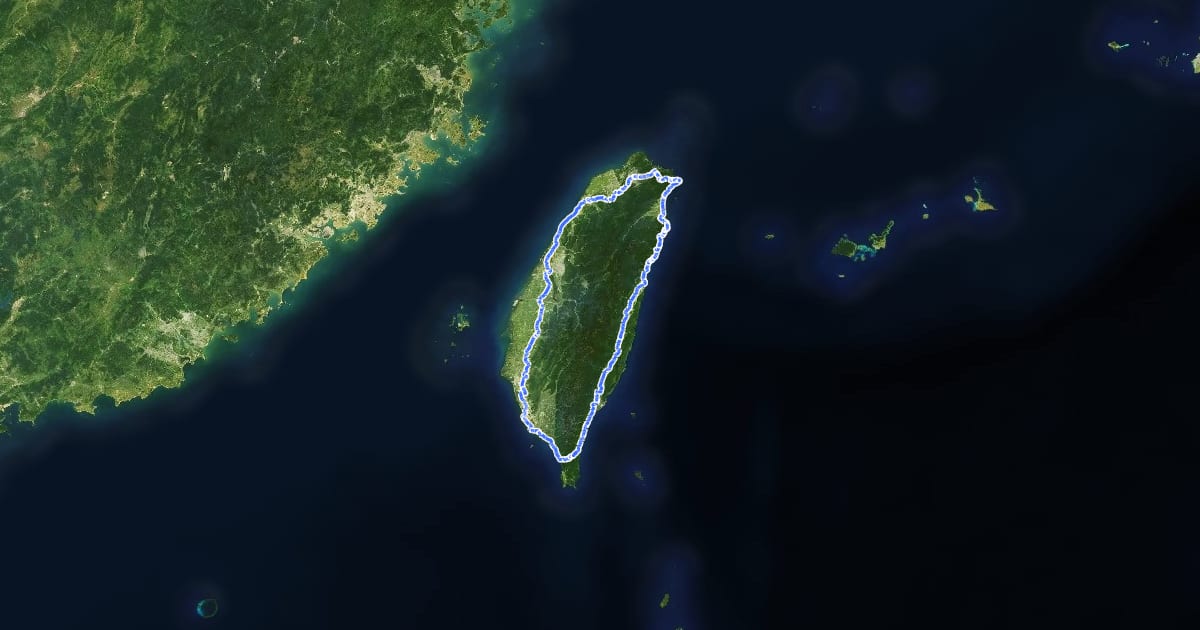 Маршрут 環島1號線 (逆時針) на спутниковом снимке