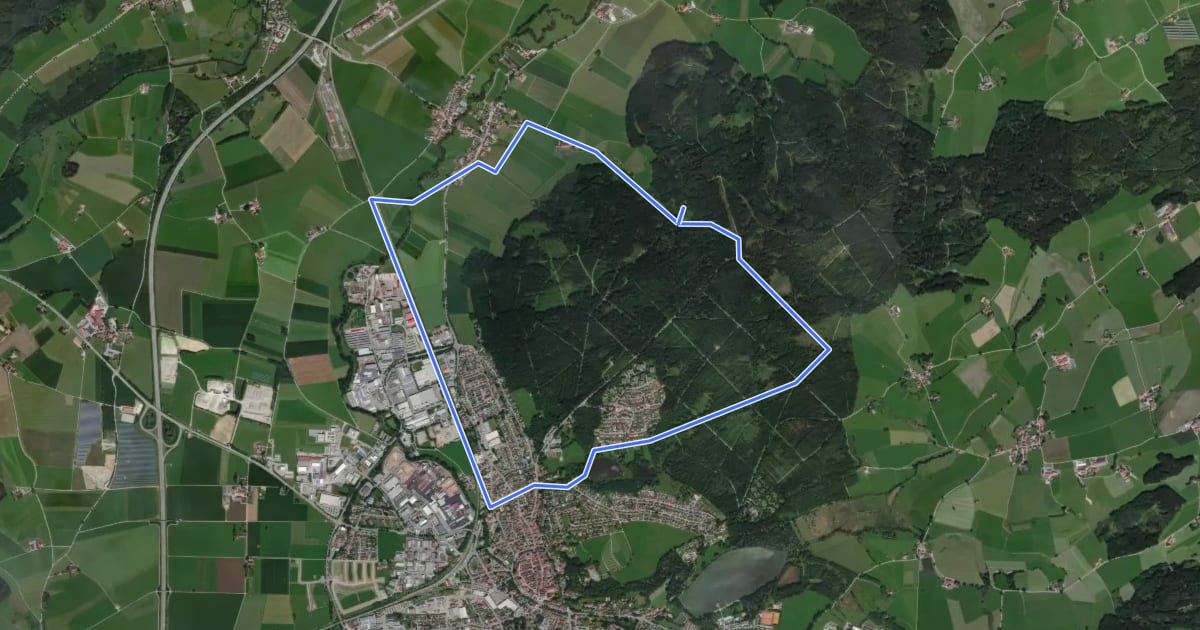 Маршрут 1 - Durch den Stadtwald zu den Siebenbrünnen на спутниковом снимке