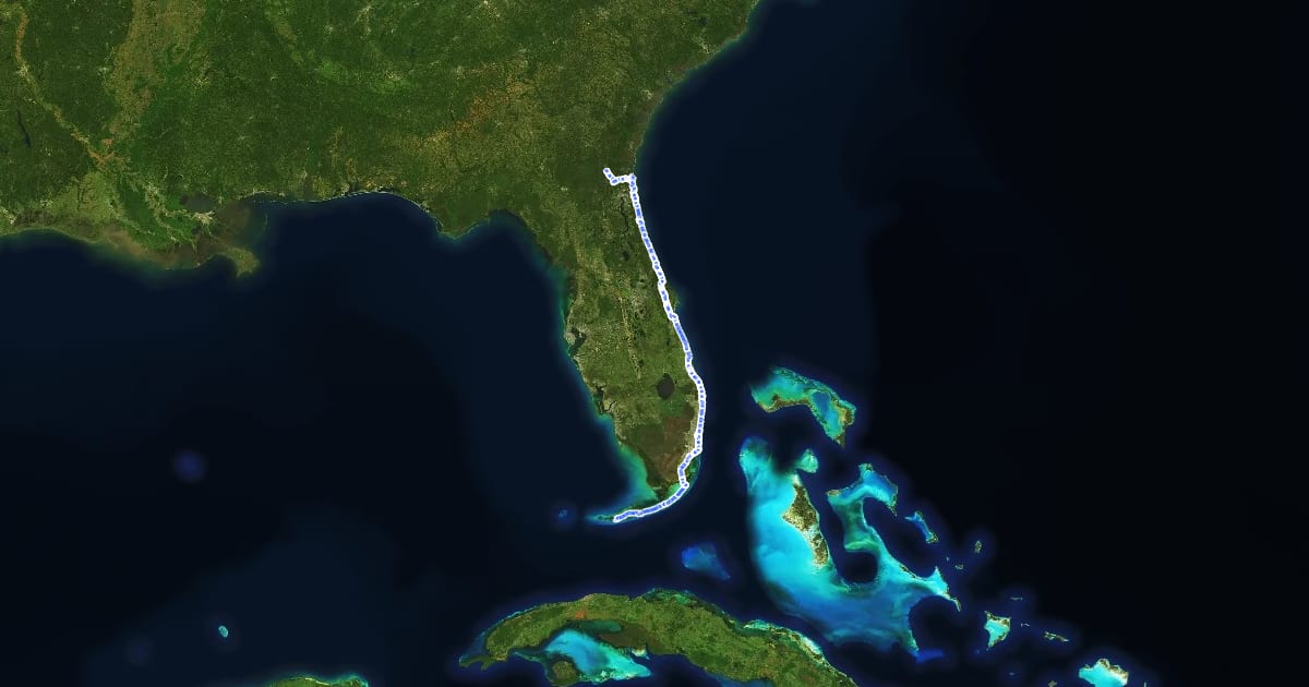 Маршрут 1 (Florida) на спутниковом снимке