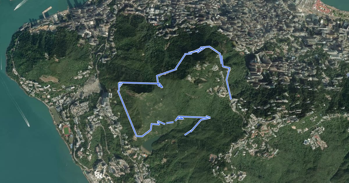 Маршрут 港島徑第1段 Hong Kong Trail Section 1 на спутниковом снимке