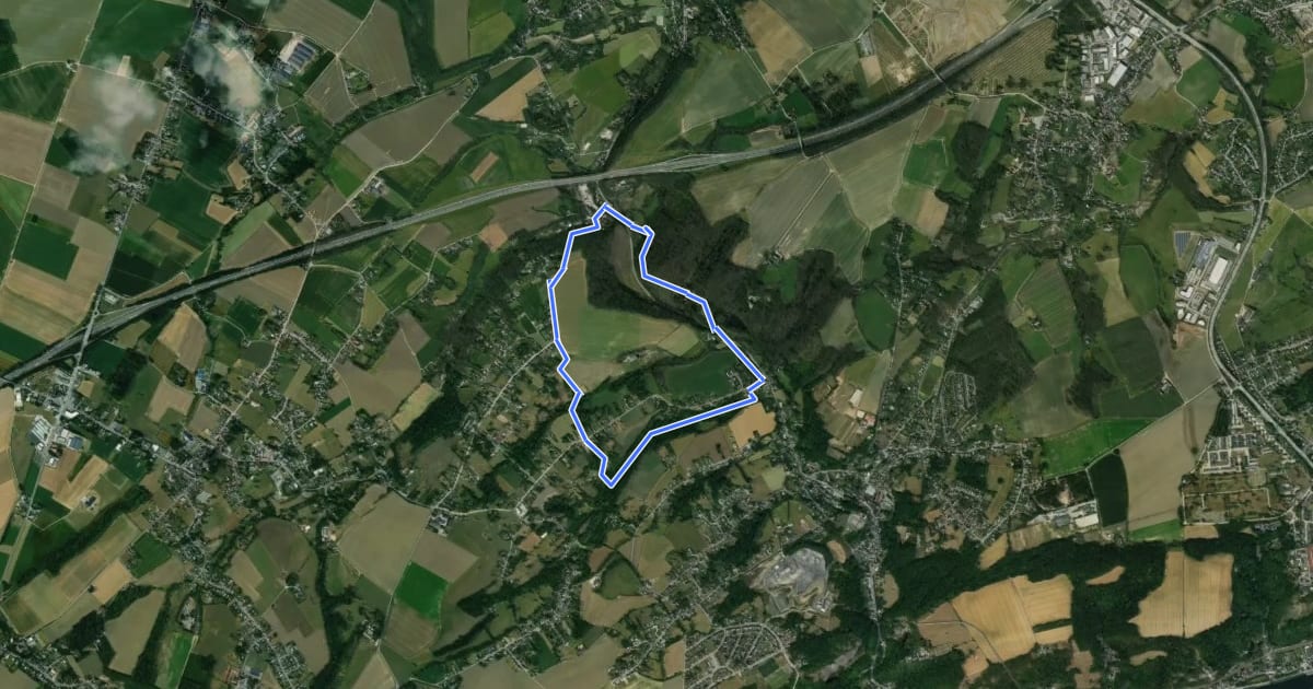 Маршрут 1. La vallée du ruisseau des Awirs, la vallée du Brouçou, Gleixhe et l'Alloue на спутниковом снимке