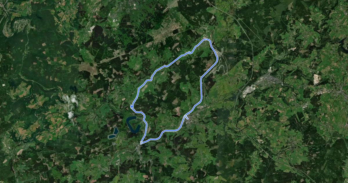 Маршрут 1. Le Triangle Stavelot-Francorchamps-Coo на спутниковом снимке