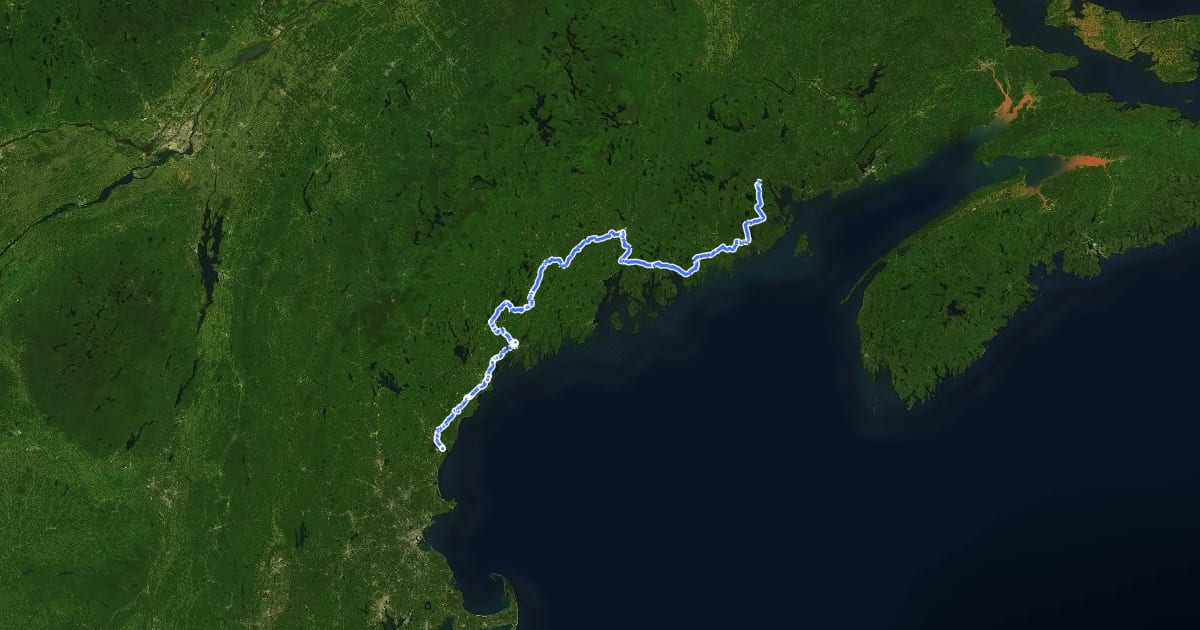 Маршрут 1 (Maine) на спутниковом снимке