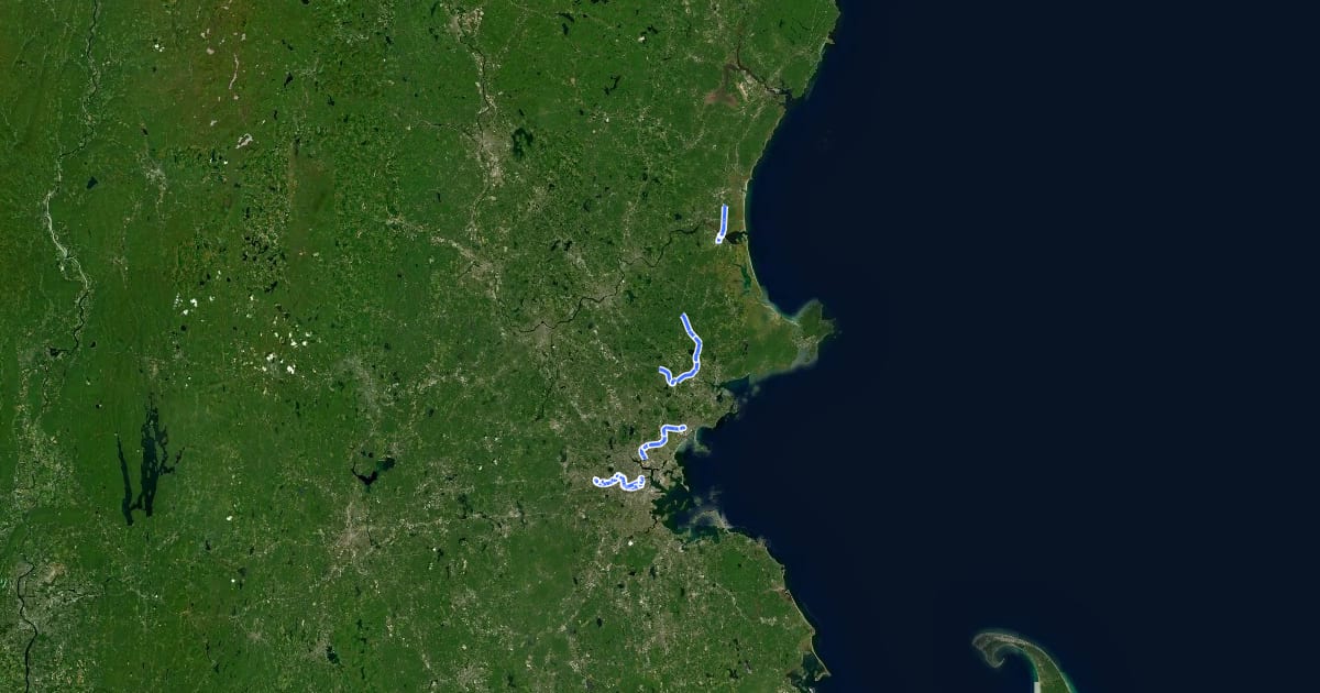 Маршрут 1 (Massachusetts) на спутниковом снимке