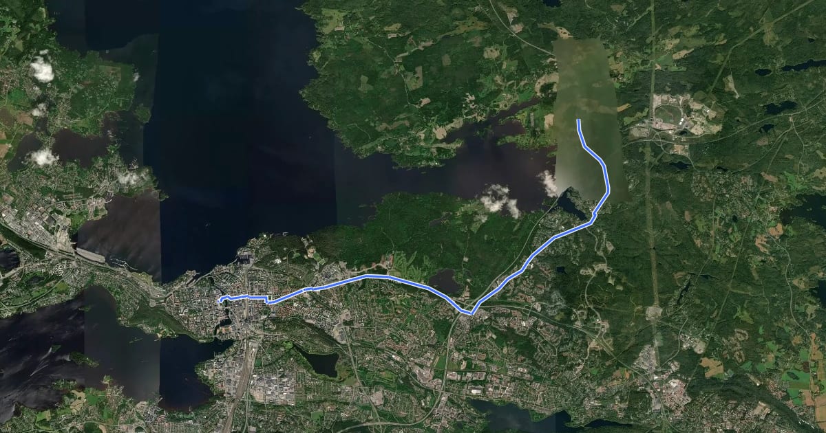 Маршрут 1 Tampere - Teisko на спутниковом снимке