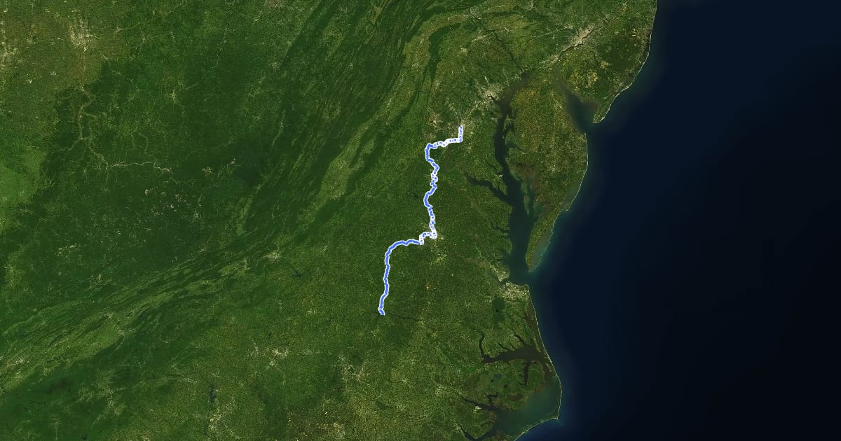 Маршрут 1 (Virginia) на спутниковом снимке