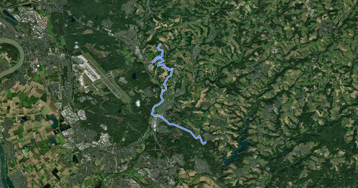 Маршрут [<1] Wanderweg 1 des KEV [Lohmar] на спутниковом снимке