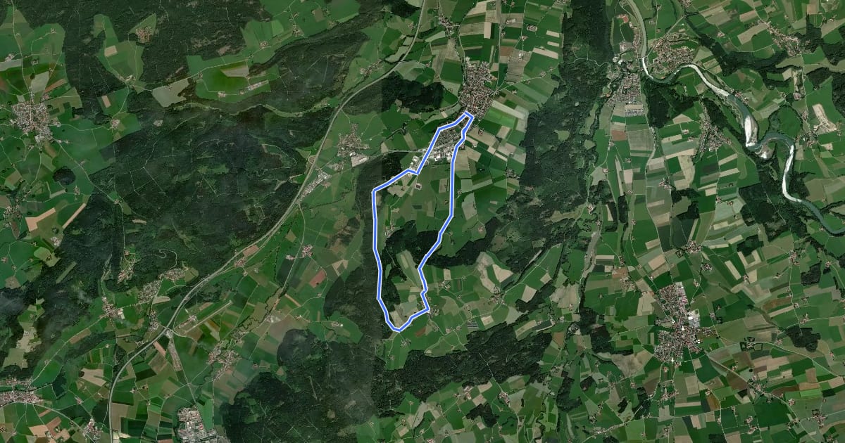Маршрут 10 - Lauerbühl - Römerweg - Ottmannshofen - Dübel - Stockbauern на спутниковом снимке