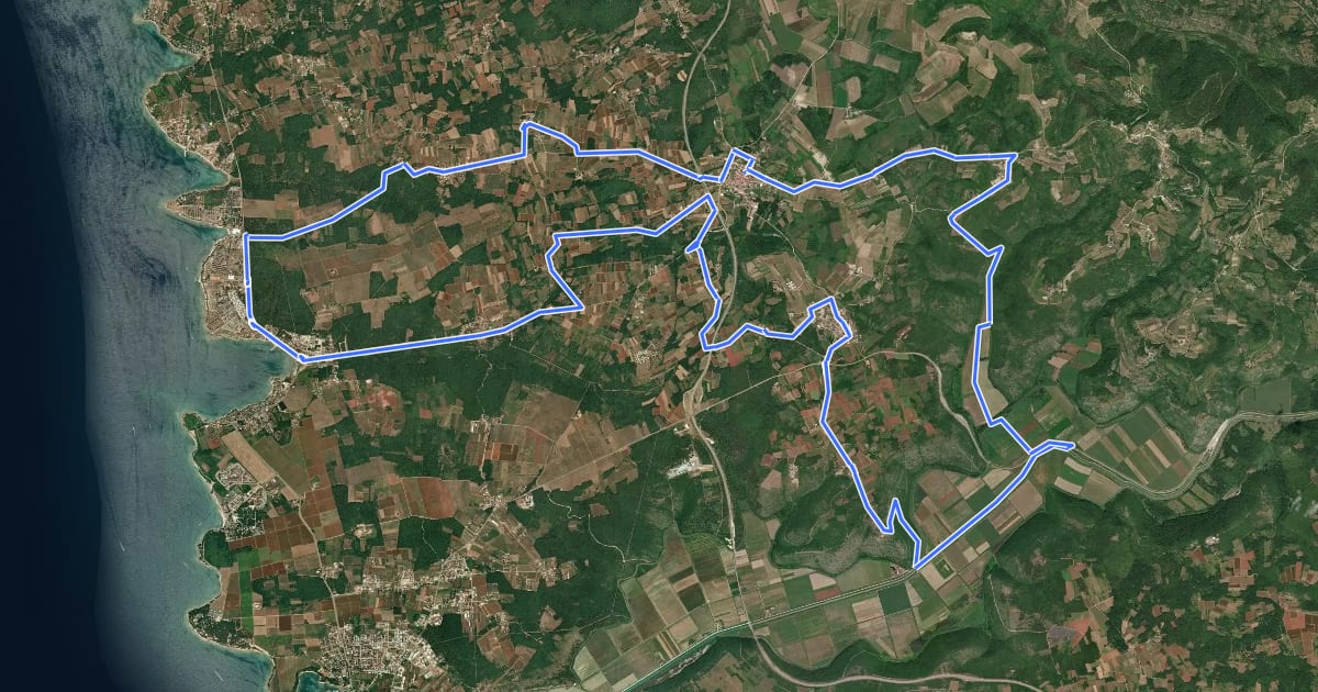 Маршрут 10 - The istrian malvasia route на спутниковом снимке