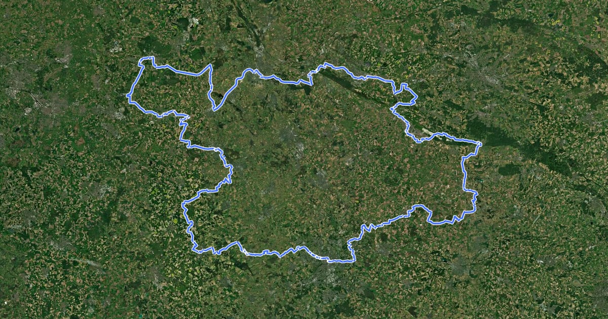 Маршрут 100 Schlösser Route (Nord) на спутниковом снимке
