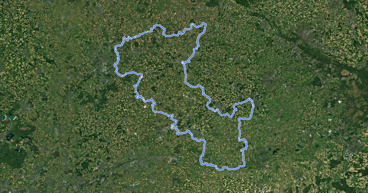 Маршрут 100 Schlösser Route (Ost) на спутниковом снимке
