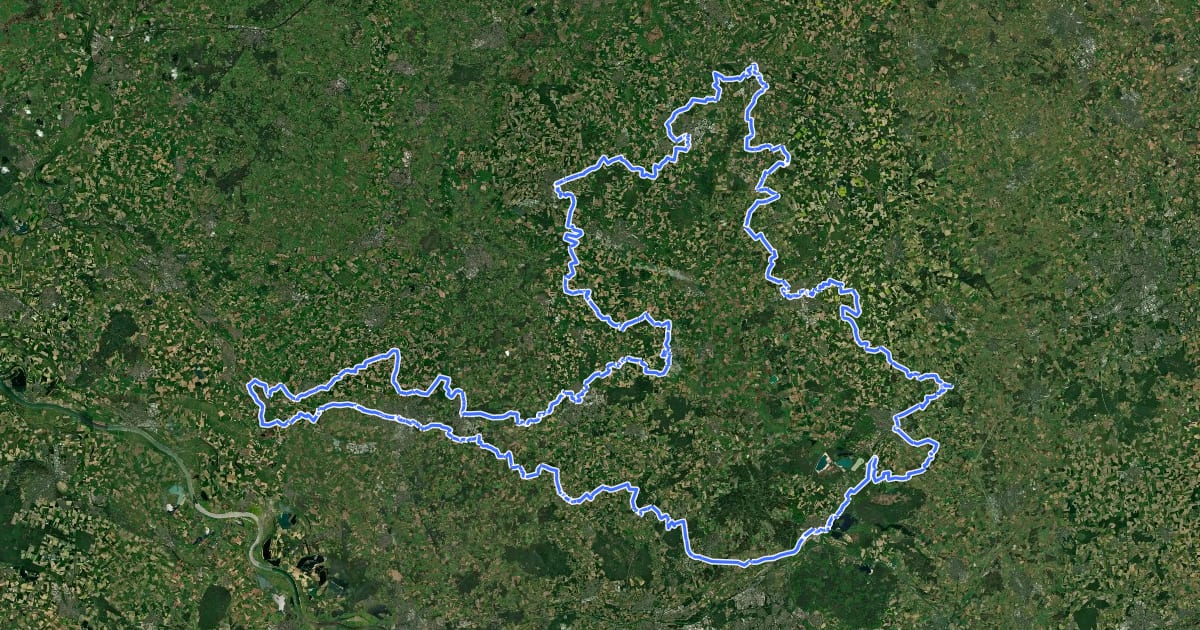 Маршрут 100 Schlösser Route (West) на спутниковом снимке