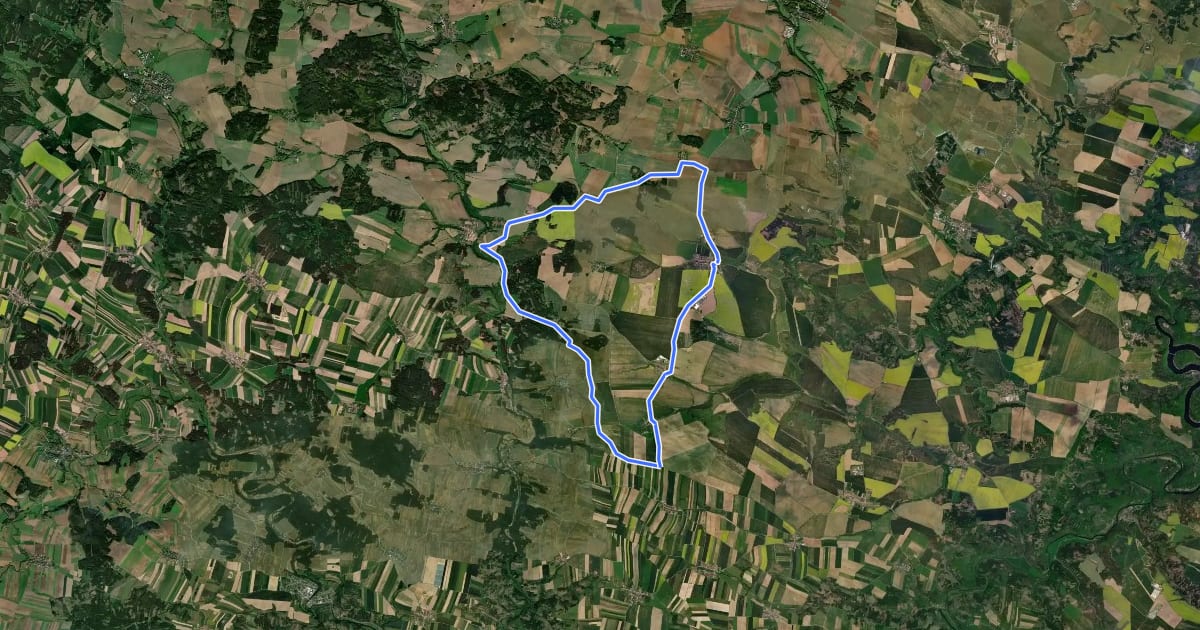Маршрут 1001 Písečné - Lovčovice - Rancířov - Písečné на спутниковом снимке