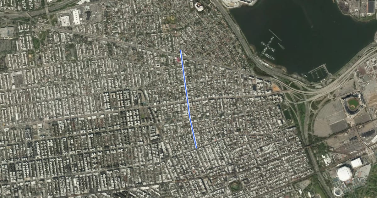 Маршрут 100th Street на спутниковом снимке