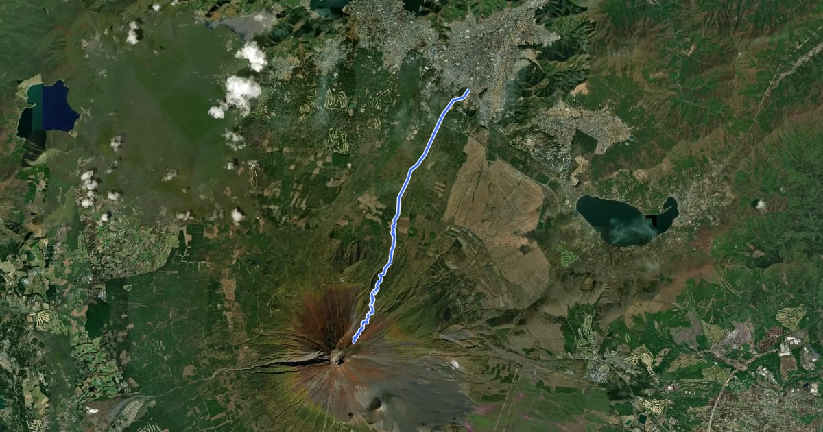 Маршрут 吉田口登山道 на спутниковом снимке