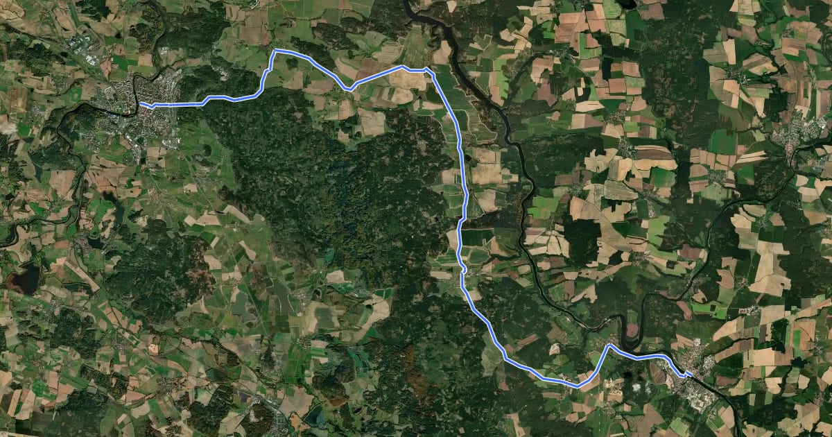 Маршрут 1017 Písek - Týn nad Vltavou на спутниковом снимке