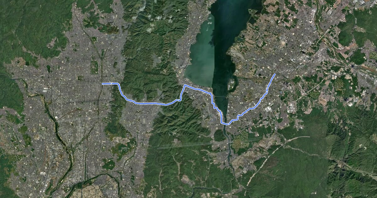 Маршрут 中山道(東海道) на спутниковом снимке