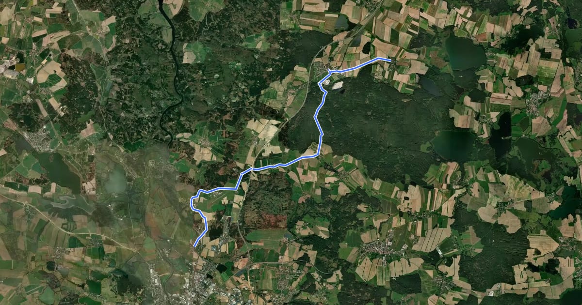 Маршрут 1054 Ševětín - Hrdějovice на спутниковом снимке