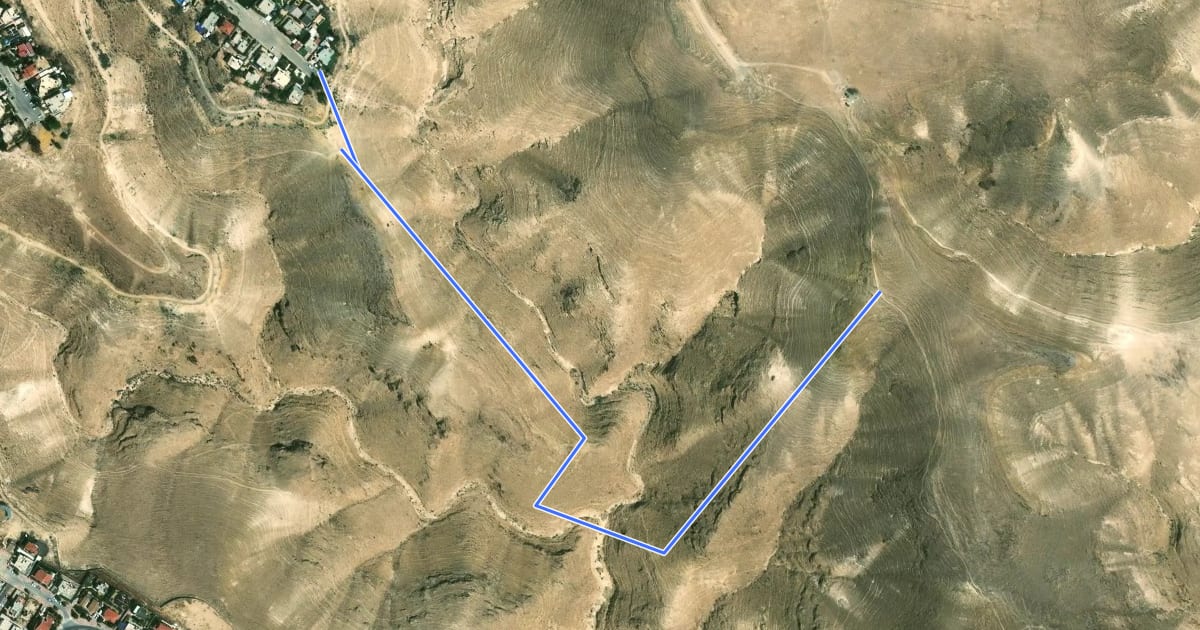 Маршрут שביל הנוף на спутниковом снимке