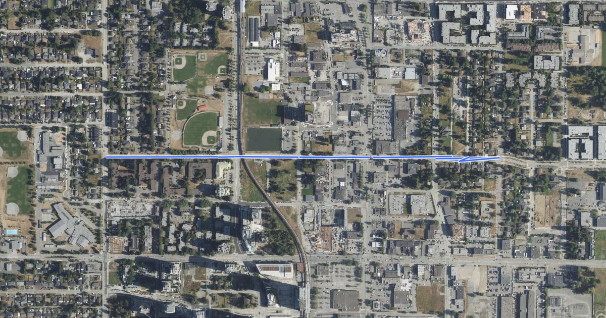 Маршрут 105A Avenue на спутниковом снимке